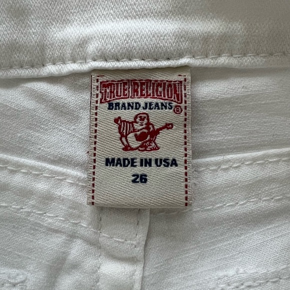 EUC True Religion Disco Sophie Cuffed Capri Jean Rhinestone Button  SZ-26 - Picture 8 of 12